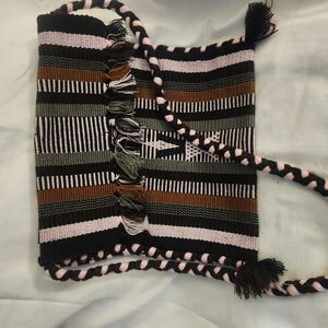 Striped Woven Crossbody Bag